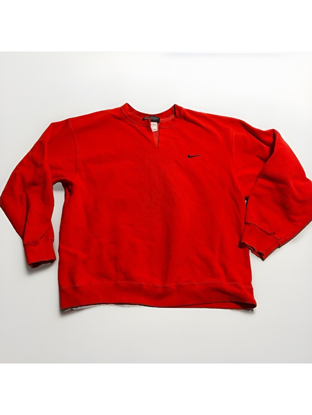 Vintage 90s Nike Mini Swoosh Sweatshirt Mens L Red Crewneck Fleece Embroidered